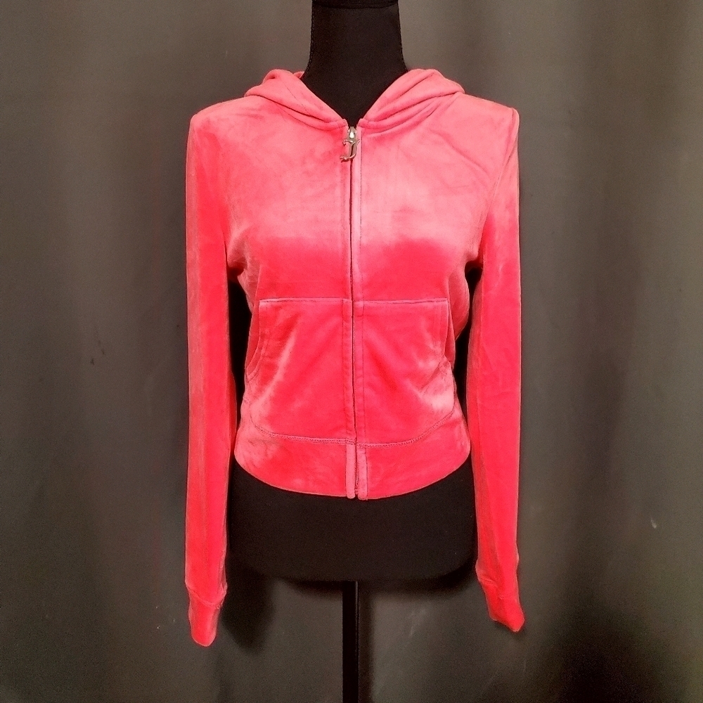 Juicy Couture Hot Pink Velour Velvet Hoodie NWT Size Large
